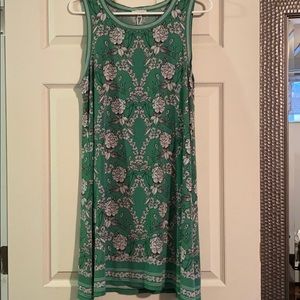 Flared green floral dress